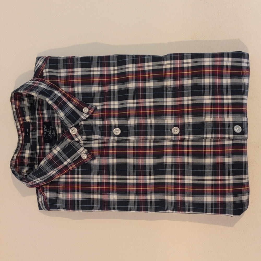 J. Crew Men's Large Flex Washed Slim Fit Long Sleeve Button Down Style #AF830.
